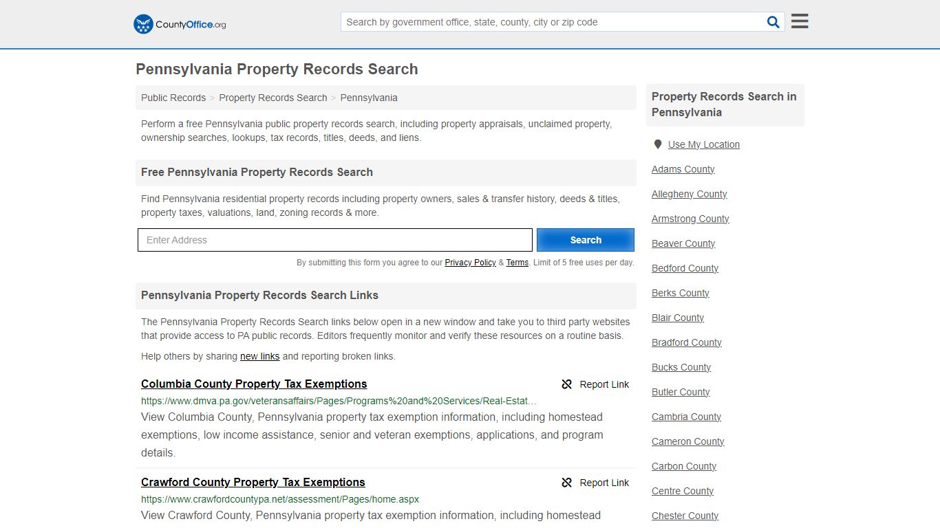 Pennsylvania Property Records Search - County Office